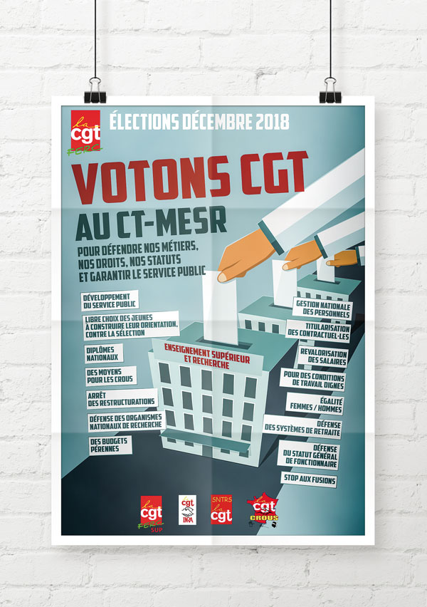 Affiche FERC CGT à l'occasion des élections professionnelles pour les personnels de l'enseignement dans la fonction publique