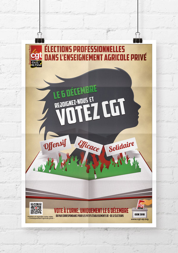 Affiche SNEIP CGT à l'occasion des élections professionnelles pour les personnels de l'enseignement dans le secteur privé