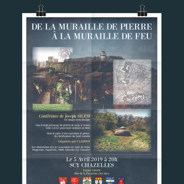 Affiche de l'association AAPPAN pour une conférence avec projection de diapo et musique 'De la Muraille de Pierre à la muraille de feu'