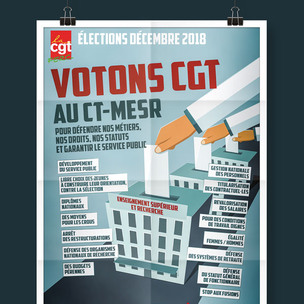 Affiche des élections professionnelles au CT-MESR pour la FERC-CGT