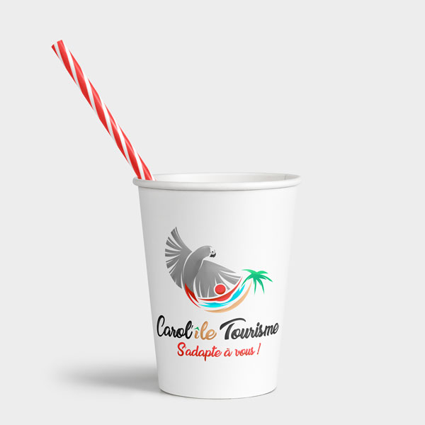 logo carol-île Tourisme s'adapte à vous imprimé sur gobelet